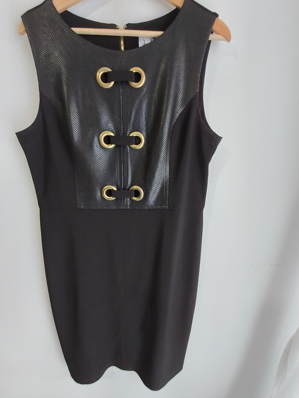 Joseph Ribkoff Black Mini Dress with Gold Ring Accents - Picture 2 of 8